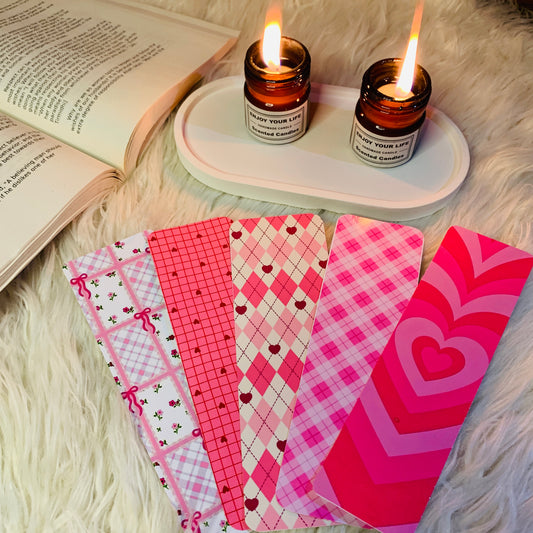 Pink Aesthetic Bookmarks – Set of 5 Cute Minimalist Designs