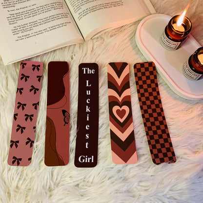 Brown Aesthetic Bookmarks – Set of 5 Minimalist Designs