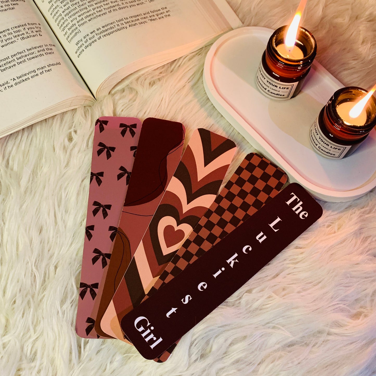 Brown Aesthetic Bookmarks – Set of 5 Minimalist Designs